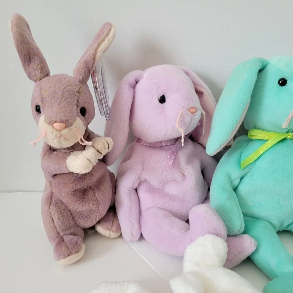 Ty Beanie Baby Lot of 7 Easter Vintage Floppity Hippity Ears Fleece Eggs It New